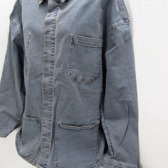 NEW UNISON LABEL Womens Oversized Denim Shirt Jacket Size XL Denim Blue - Picture 6 of 12